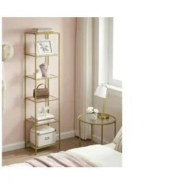 VASAGLE Glasregal 6 Ablagen 30 cm x 40 cm x 177,3 cm Gold