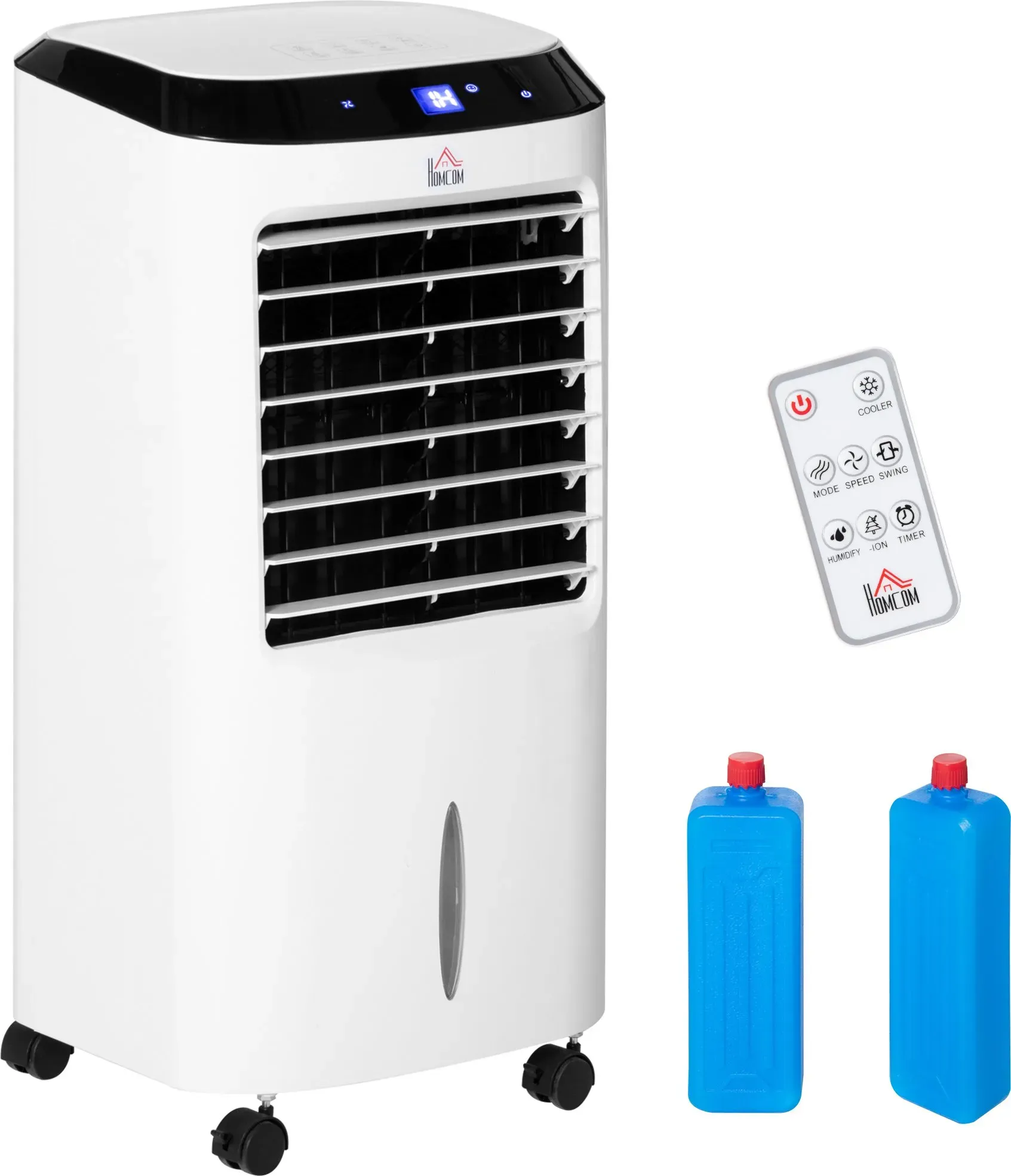 HOMCOM Mobile Klimaanlage 600W für Räume bis 20m2 mit 8h Timer, Luftbefeuchtung und Wasserkühlung, tragbares Klimagerät in ABS 38,2x31,6x76cm   Aosom.de