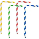Godan 100 bunte flexible Papier Strohhalme gestreift