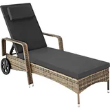 Tectake Rattan Sonnenliege 200 x 70 x 33 cm Grau