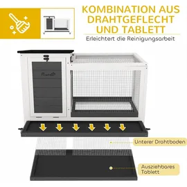 PawHut Kleintierstall mit Freilaufgehege 92 x 52 x 67 cm grau