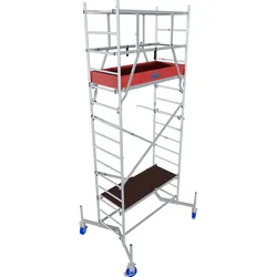 Arbeitsgerüst KRAUSE "ClimTec System", grau (aluminiumfarben), B:145cm H:400cm, Aluminium, Gerüste, Komplettgerüst, inkl. 1 Aufstockung und Fahrrollensatz