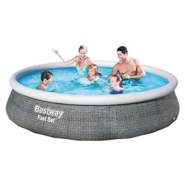BESTWAY Fast Set Aufstellpool ⌀ 396 x 84 cm Grau inkl. Filterpumpe