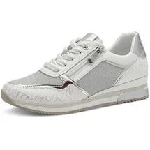 Marco Tozzi Sneaker flach mit Schnürsenkeln Freizeit, Weiß (White/Silver), 42