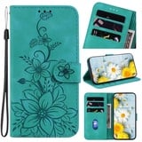 Handyhülle für Nokia 6.2/7.2 Hülle Leder, Handy Nokia 6.2/7.2 Blumen Hüllen, Leder Flip Etui Handytasche Schutzhülle für Nokia 6.2/7.2 with Klapphülle Standfunktion Case grün