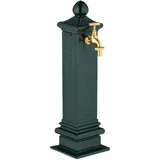 Relaxdays Standbrunnen antik, Wasserhahn, HBT: 47x14x18,5 cm, Wasserzapfsäule Garten, Terrasse, Zierbrunnen, dunkelgrün