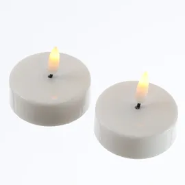 MARELIDA LED Maxi Teelichter flackernd 3D Flamme Timer D: 6cm weiß 2er Set