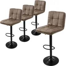 ML-Design Barhocker 4er Set Bezug aus Kunstleder Braun, Gepolsterter Barstuhl mit Fußstütze,