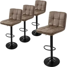 ML-Design Barhocker 4er Set Bezug aus Kunstleder Braun, Gepolsterter Barstuhl mit Fußstütze,