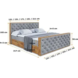 altdecor Boxbett 180 x 200 cm H3 Grau