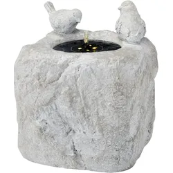 LED Solar Brunnen - Gartenbrunnen mit Vögelchen - GRC Beton - 4 warmweiße LED - ...