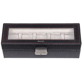 SACHER Uhrenbox für 5 Uhren Leder Schwarz