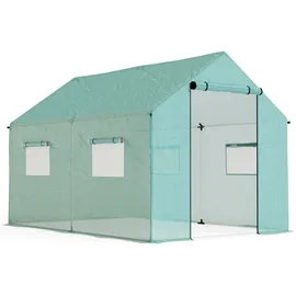 Outsunny Foliengewächshaus, 2 x 3 x 2 m Gewächshaus, Treibhaus mit Rollfenster, Rolltür