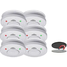 smartwares 6er-Set 10 Jahres Rauchmelder Q-Label - Stummschaltfunktion + Magnetbefestigung