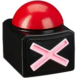 Relaxdays Buzzer mit Sound & Licht, Party Zubehör für Spielabende, batteriebetrieben, Quizbuzzer Kunststoff, rot/schwarz