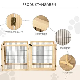 PawHut Hundegitter klappbar 1 Stück Naturholz Beige 70 cm