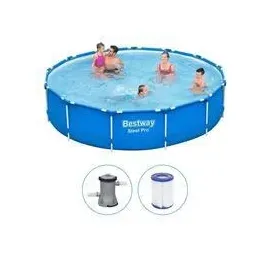 BESTWAY Steel Pro Frame Pool Set 396 x 84 cm inkl. Filterpumpe