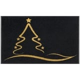 Wash+Dry Fußmatte »Golden Shine«, rechteckig, Schmutzfangmatte,Motiv Weihnachten Tannenbaum, rutschhemmend, waschbar, schwarz