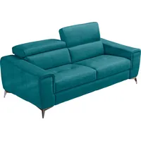 Schlafsofa EGOITALIANO "Francine, Designsofa, Loungesofa mit Dauerschlaffunktion, Bettfunktion" Sofas Gr. B/H/T: 233cm x 100cm x 106cm, Luxus-Microfaser BLUSH, blau (teal) hochwertiger Metallbettrahmen & Matratze, Kopfteil manuell verstellbar