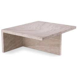 Casa Padrino Luxus Travertin Couchtisch Beige 70 x 60 x H. 28 cm - Naturstein Wohnzimmertisch - Wohnzimmer Möbel - Naturstein Möbel - Travertin Möbel - Luxus Möbel - Luxus Einrichtung