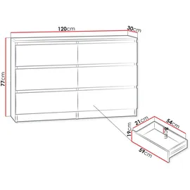 Mirjan24 Malwa M6 120 x 77 x 30 cm Weiß