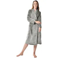 RAIKOU Damen Bademantel Morgenmantel Saunamantel weiches und super flauschiges Coral-Fleece Flausch RelaxKuschelfrottee Microfaser (Anthrazit,40/42) - 40-42