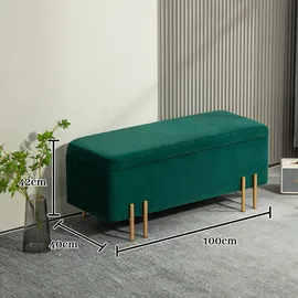 Homcom Truhenbank Samt Grün 100 x 40 x 42 cm