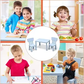 Costway Kindersitzgruppe 3 tlg. Kunststoff blau/weiß