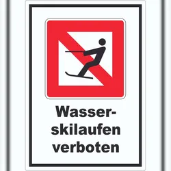 HB-Druck Wasserskilaufen verboten Symbol und Text A7 (74x105mm)