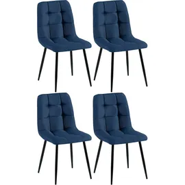 CLP 4er Set Esszimmerstühle Antibes Stoff blau