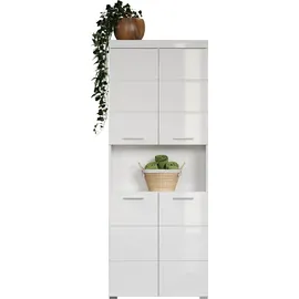 trendteam Amanda Hochschrank 73 x 190 x 31 cm Weiß Hochglanz MDF