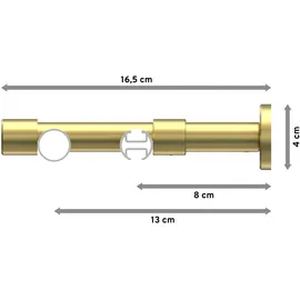 Interdeco GARDINENSTANGE RUNDROHR-INNENLAUF Prestige Santo 420 cm (geteilt in 3 x 140 cm), 2-läufig, 20 mm Ø Messing-Optik