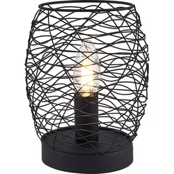 Schreib Tisch Lampe Leuchte Draht-Schirm Beleuchtung Schwarz Wohn Schlaf Zimmer