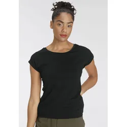 T-Shirt FLASHLIGHTS, Damen, Gr. 48/50, schwarz, Obermaterial: 50% Baumwolle, 50% Modal, unifarben, Basic, figurbetont, Rundhals, Kurzarm, Shirts, Kurzarm, Saum mit Gummibund, Rundhalsausschnitt