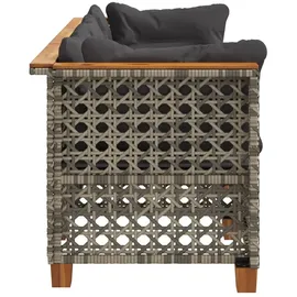 vidaXL Gartensofa mit Kissen 3-Sitzer Grau Poly Rattan