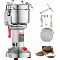 Vevor elektrische Getreidemühle, Hochgeschwindigkeits-Gewürzmühle 550 g 2000 W, Pulverisierer aus Edelstahl, für trockene Körner Gewürze Getreide Kaffee Mais Pfeffer, Silber 195 x 160 x 365 mm