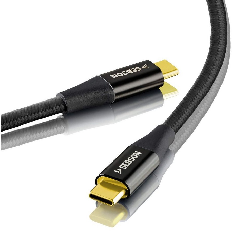 SEBSON USB C Kabel 0,5m auf USB C, Ladekabel / Datenkabel 3.1 Gen2, schwarz Smartphone-Kabel, (50 cm) schwarz