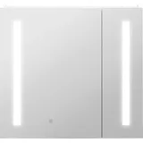 Kleankin Wandmontierter Badezimmerspiegelschrank mit LED-Beleuchtung Badezimmerschrank 2 Türen mit 3 Ebenen 70 x 15 x 65 cm weiß   Aosom