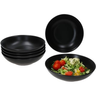 MamboCat Panther 6er Set Suppenteller schwarz I 420ml I Matte Tiefe Steingut-Teller für 6 Personen I Teller für Salat, Suppe, Müsli, Pasta & Co. I Geschirr für Frühstück, Mittag & Abendbrot