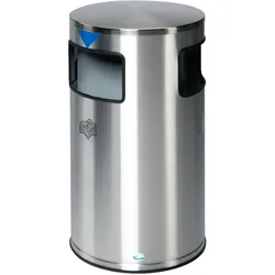 PROREGAL Robuster & modularer Wertstoffsammler mit 3 Öffnungen | 20 Liter, HxBxT 75x42,5x42,5cm | Edelstahl | Grau | Mülleimer Abfalleimer Müllkorb