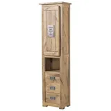 MASSIVMOEBEL24.DE Mango Hochschrank 50x35x195 Beige/Weiß