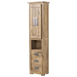 MASSIVMOEBEL24.DE Mango Hochschrank 50x35x195 Beige/Weiß