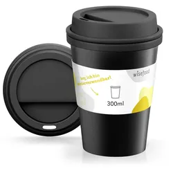 Wisefood Mehrwegbecher mit Deckel 300ml (schwarz)