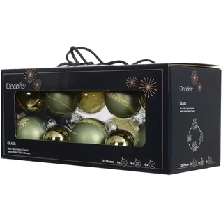 Kaemingk Decoris Weihnachtskugeln aus Glas Ø 5, 6, 7 cm rosmarin 20 Stück