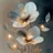 Euroart Glasbild 50 x cm White Flowers On Gray III Glas Weiß