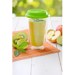 GRÄWE Doppelglas-Becher, 300 ml, 'Sommer',  mit grünem Deckel