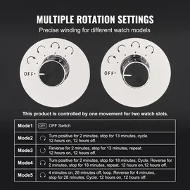 Vevor Uhrenbeweger, Automatik-Uhrenbeweger, Watch Winder, Uhrenbeweger für Automatikuhren, Automatischer Uhrenbeweger mit Platz für 4 Uhren, LED Beleuchtung, Max. 20 cm Riemenlänge Schwarz