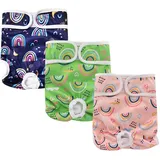 Hixingo 3 Stück Hundewindeln für Hündinnen Inkontinenz, Wiederverwendbare Hunde Windeln Läufigkeitshose Hygienisch und Saugstark Hundewindeln für Männliche und Weibliche (M,Regenbogen)