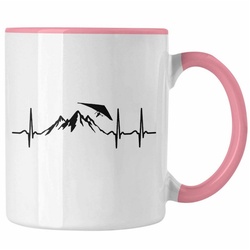 Trendation Tasse Geschenk für Drachenflieger Tasse Herzschlag Hängegleiter Motiv rosa