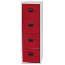 BISLEY Home PFA Hängeregistraturschrank 41,3 x 40,0 x 132,1 cm lichtgrau/kardinalrot